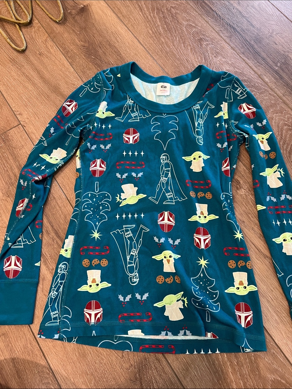 The Women’s  Teal Long Sleeve Top with Holiday Prints